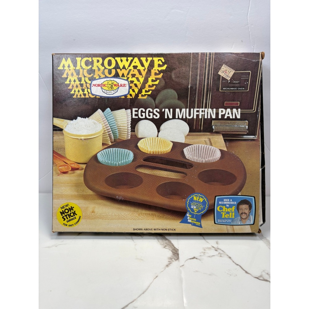 Nordic Ware Microwave Eggs N Muffin Pan Gemstone Brown 6 Cavity Vintage